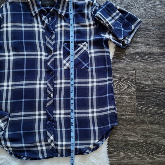 NWT Rails Hunter Plaid Flannel Button Down Oversized Fit In Navy/Sky/Coal Sz XS - Picture 12 of 14